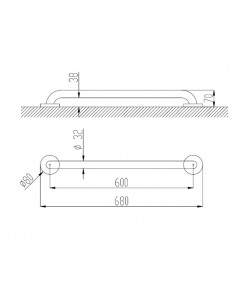 Barra de apoyo recta 600mm inoxidable brillo 15054.60.B de Nofer 2