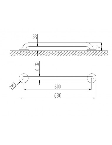 Barra de apoyo recta 600mm inoxidable blanco 15054.60.W de Nofer