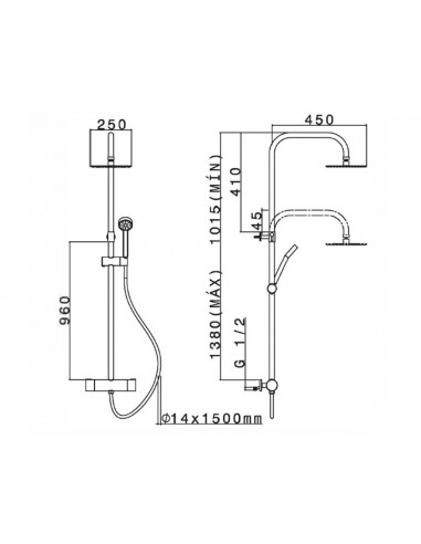 Columna de ducha termostática INOX THER de Cabel