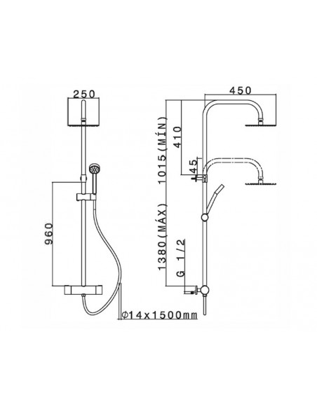 Columna de ducha termostática INOX THER de Cabel Columna de ducha termostática INOX THER de Cabel