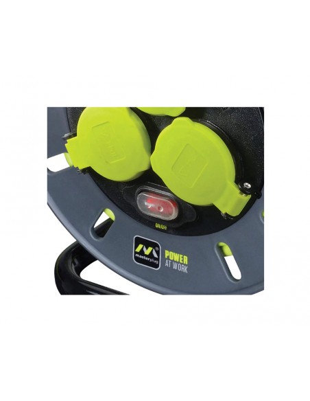 Enrollacable alargador de 25metros 3 enchufes Schuko IP44 16A de Luceco Enrollacable alargador de 25metros 3 enchufes Schuko IP44 16A de Luceco