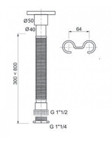 Sifón sin válvula extensible 1-1/4" 1-1/2" diámetro 32-40mm de Cabel