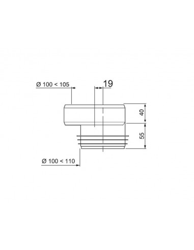 Manguito excéntrico para inodoro de Cabel